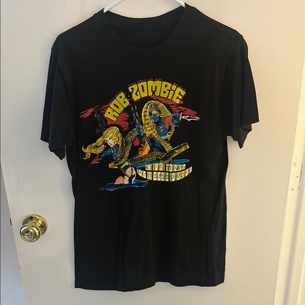 Black Graphic T-Shirt with Colorful Design